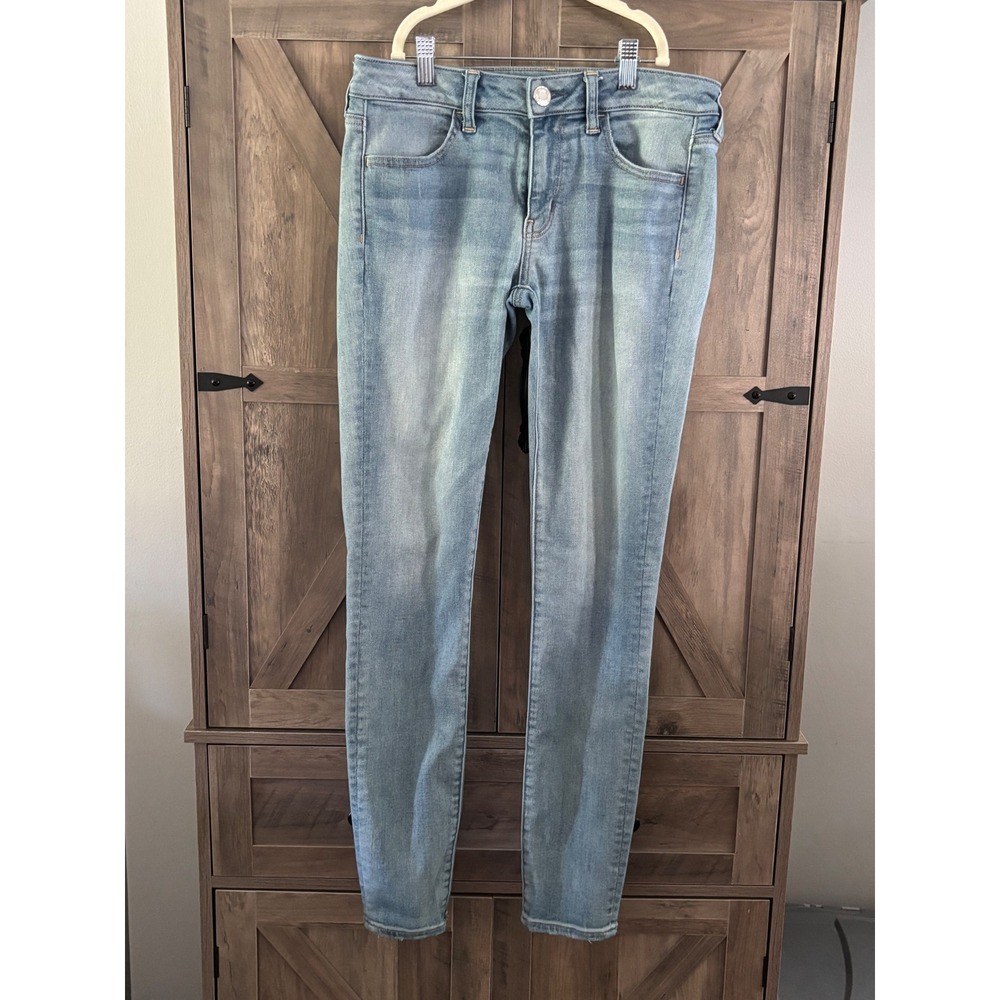 American Eagle Super Super Stretch Jegging Light Wash Skinny Jeans Womens 8 Long